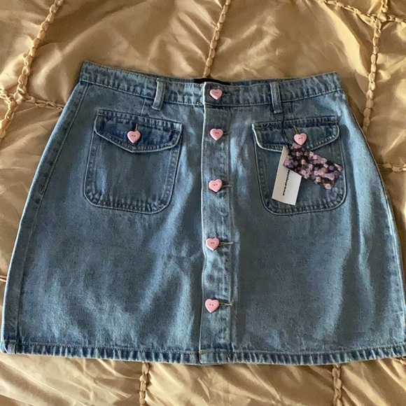 Heart Buttons Mini Jean Skirt - Picture 4 of 8
